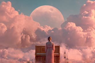 draw a dreamy surreal or fantasy music album cover