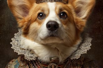 paint an renaissance pet portrait of your dog or cat
