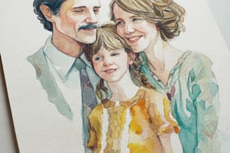 make watercolor family portrait