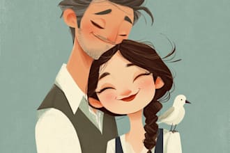 illustrate a romantic family couple portrait