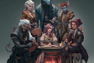 do dnd group party illustration