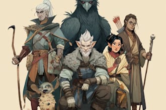 design an your dnd group party illustration
