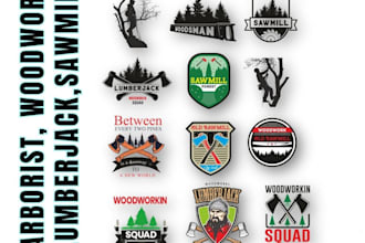 do retro lumberjack, woodworker, sawmill logo and t shirt design