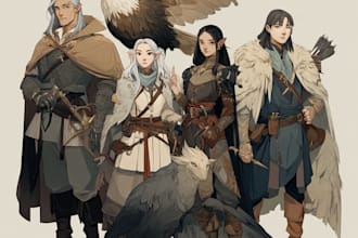 make dnd group party dnd character art llustration