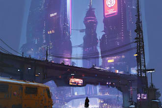 do a futuristic cyberpunk city for you
