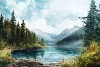 make watercolor landscape design