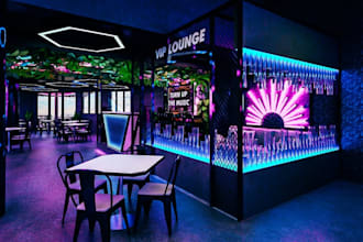 3d night club interior, lounge, bar, strip night club, 3d hookah, 3d reception