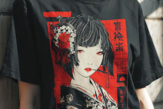 create a japanese t shirt illustration