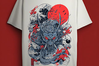 do a japanese t shirt illustration