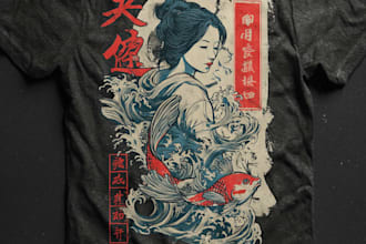 make a japanese t shirt illustration