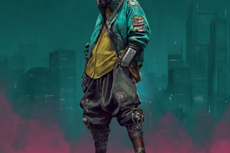 create a cyberpunk portrait illustration