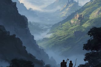 create an illustration and concept art for a landscape