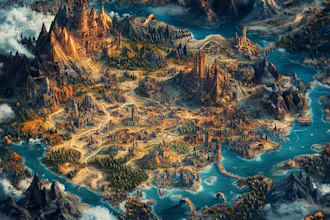 create a high quality detailed fantasy map for fiction