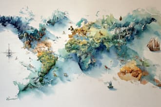watercolor map illustration for you