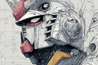 draw a mecha robot art and illustration