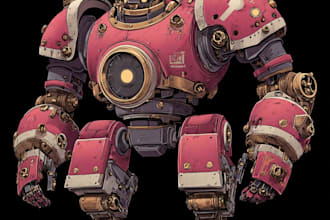 design unique mecha robot art for your project