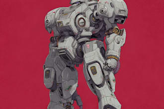 draw a mecha robot art and illustration
