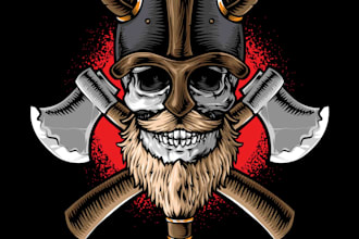create high quality viking mascot logo with t shirt design
