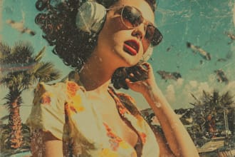design a vintage retro album cover art or single artwork