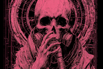 make a horror illustration, artwork, dark cover