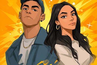 draw group cartoon, caricature based on your photo