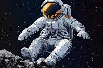 draw galaxy, astronaut mascot logo, cartoon character