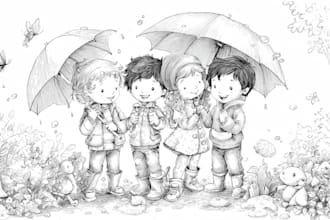 create children coloring pages illustration