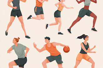 draw sports cartoon with big head or caricature style