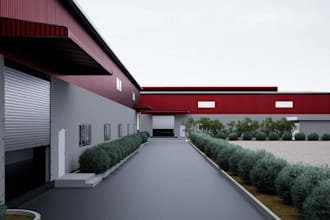 redevelop industrial facility building,warehouse factory space,masterplan render