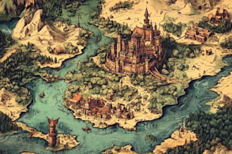 draw a professional top down fantasy map for you