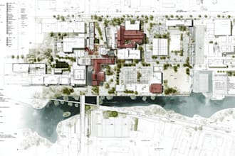 draw a map of the site plan, office, collage, school