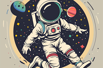 do cartoon, astronaut, space mascot logo illustration