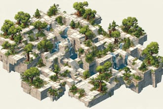 draw high quality vector or isometric map illustrations