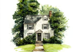 paint a watercolor house portrait or city space illustration