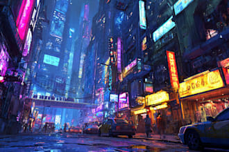 do cyberpunk futuristic city art