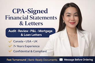 audit review financial statement sign US CPA letter, profit loss mortgage letter