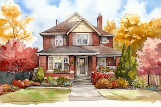paint watercolor house portrait