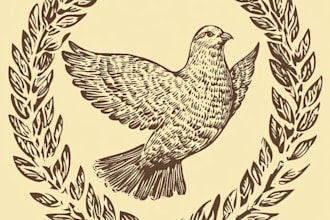 design vintage retro logo with linocut illustration