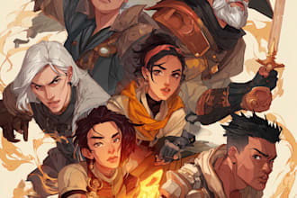 draw your dnd rpg character or party illustration art