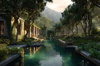 design gardens and landscapes, realistic renderings