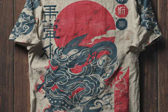 do a japanese t shirt illustration