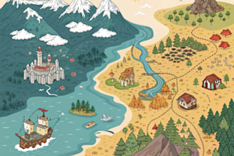 make  fantasy map illustration for map