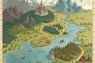 create event, tourist, and fantasy map illustration