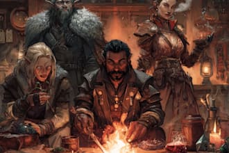 do a dnd party art or dnd character art