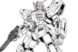 draw gundam, transformers, mecha robot in anime manga style