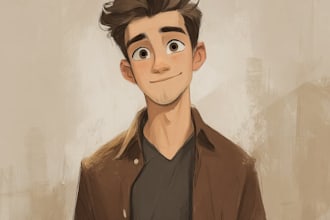 create portrait in semi realism disney cartoon style