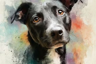 draw cute minimalist watercolor pet portrait