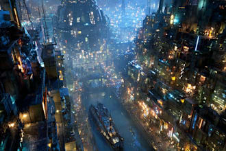 do cyberpunk futuristic city art