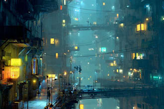 create science fiction city, cyberpunk art