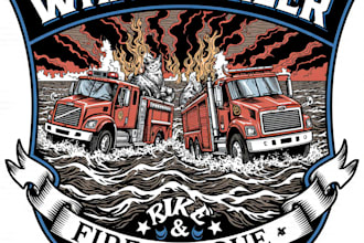 design a bold professional firefighter logo and fire department emblem